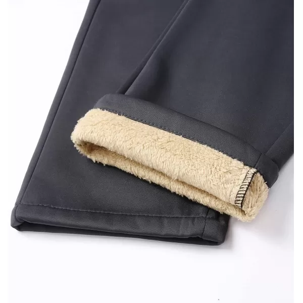 IDEALSANXUN Fleece Lined Pants for Mens Straight Leg Casual Stretch Dress PantsBlackFleece