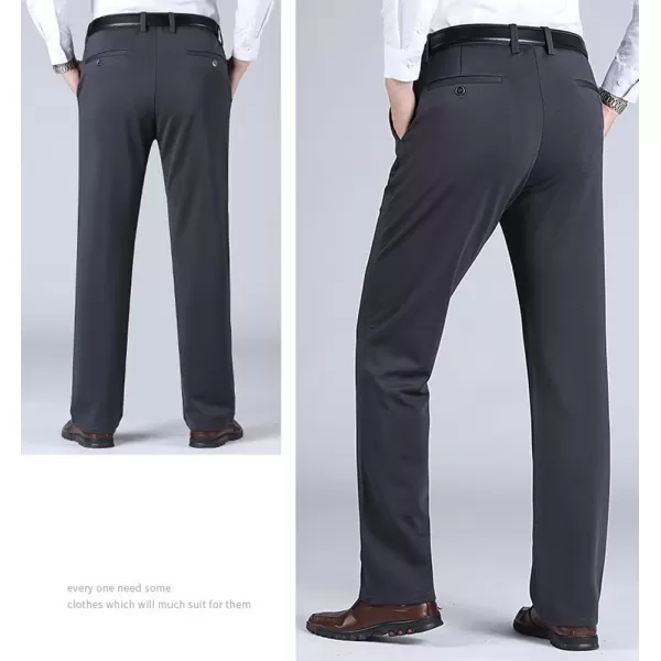 IDEALSANXUN Fleece Lined Pants for Mens Straight Leg Casual Stretch Dress PantsDark GreyFleece