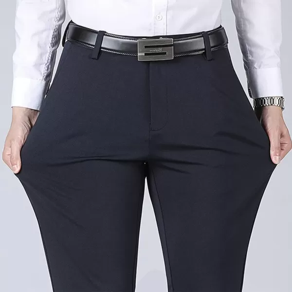 IDEALSANXUN Fleece Lined Pants for Mens Straight Leg Casual Stretch Dress PantsNavyFleece