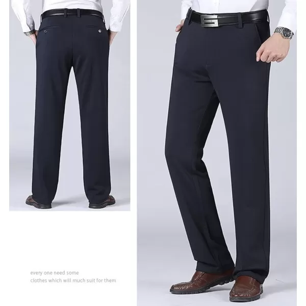IDEALSANXUN Fleece Lined Pants for Mens Straight Leg Casual Stretch Dress PantsNavyFleece