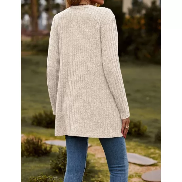 IDEALSANXUN Long Sweater Cardigan for Women V Neck Button Up Long Sleeve Ribbed Bodysuit Knit Sweater Jacket CoatBeige