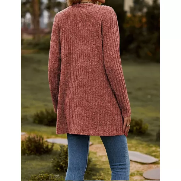 IDEALSANXUN Long Sweater Cardigan for Women V Neck Button Up Long Sleeve Ribbed Bodysuit Knit Sweater Jacket CoatDark Red
