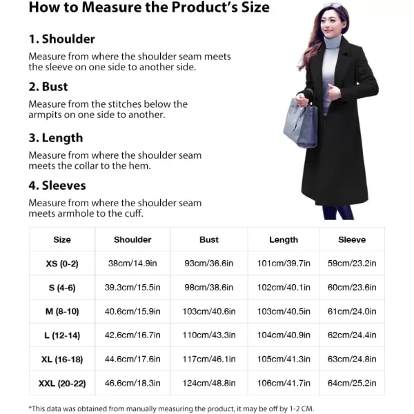 IDEALSANXUN Long Wool Coats for Women Fall Winter Coats Wool Jacket PeacoatBlack