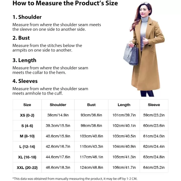 IDEALSANXUN Long Wool Coats for Women Fall Winter Coats Wool Jacket PeacoatCamel