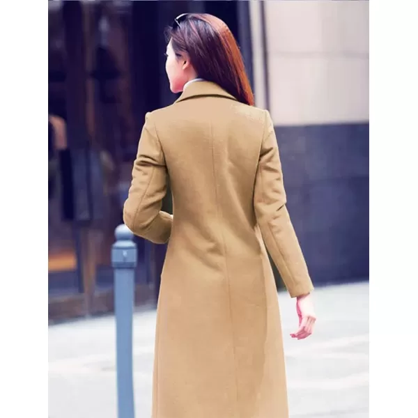 IDEALSANXUN Long Wool Coats for Women Fall Winter Coats Wool Jacket PeacoatCamel