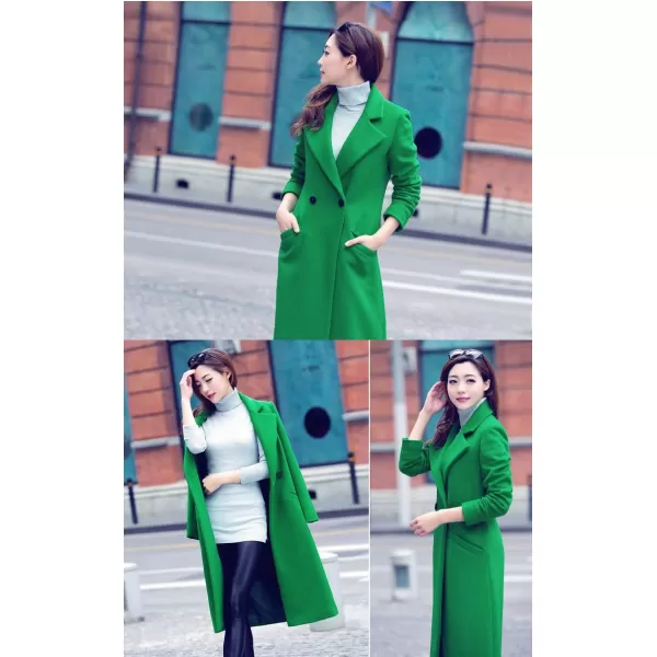 IDEALSANXUN Long Wool Coats for Women Fall Winter Coats Wool Jacket PeacoatGreen