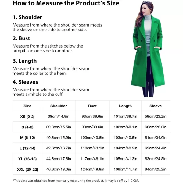 IDEALSANXUN Long Wool Coats for Women Fall Winter Coats Wool Jacket PeacoatGreen