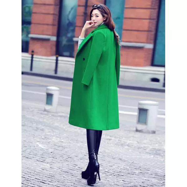 IDEALSANXUN Long Wool Coats for Women Fall Winter Coats Wool Jacket PeacoatGreen
