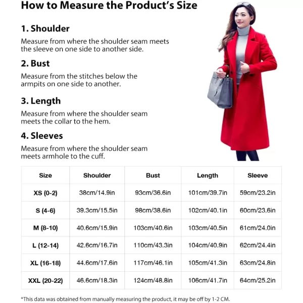IDEALSANXUN Long Wool Coats for Women Fall Winter Coats Wool Jacket PeacoatRed