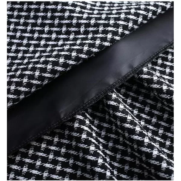 IDEALSANXUN Long Wool Plaid Skirts for Women 2023 Fall Winter A Line Flared Maxi SkirtsWine