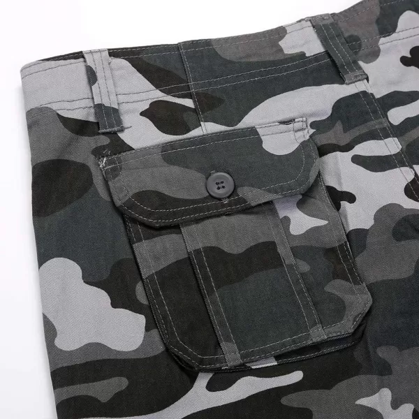 IDEALSANXUN Mens Casual Loose Military Twill Camo Cargo ShortsBlue Camo