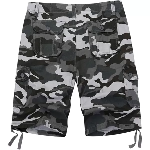 IDEALSANXUN Mens Casual Loose Military Twill Camo Cargo ShortsBlue Camo