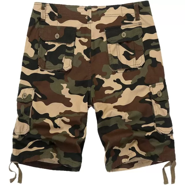 IDEALSANXUN Mens Casual Loose Military Twill Camo Cargo ShortsKhaki Camo