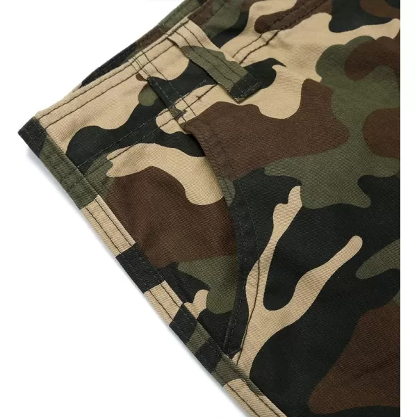 IDEALSANXUN Mens Casual Loose Military Twill Camo Cargo ShortsKhaki Camo