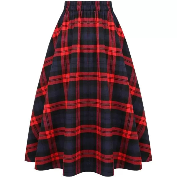 IDEALSANXUN Plaid Skirt for Womens High Waist Aline Pleated Midi SkirtsRed