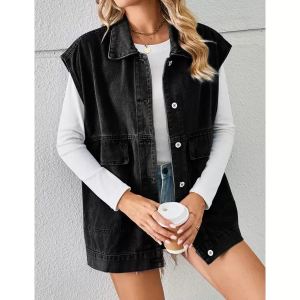IDEALSANXUN Womens Casual Sleeveless Denim Jackets Jeans Tops WaistcoatBlack