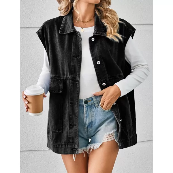 IDEALSANXUN Womens Casual Sleeveless Denim Jackets Jeans Tops WaistcoatBlack