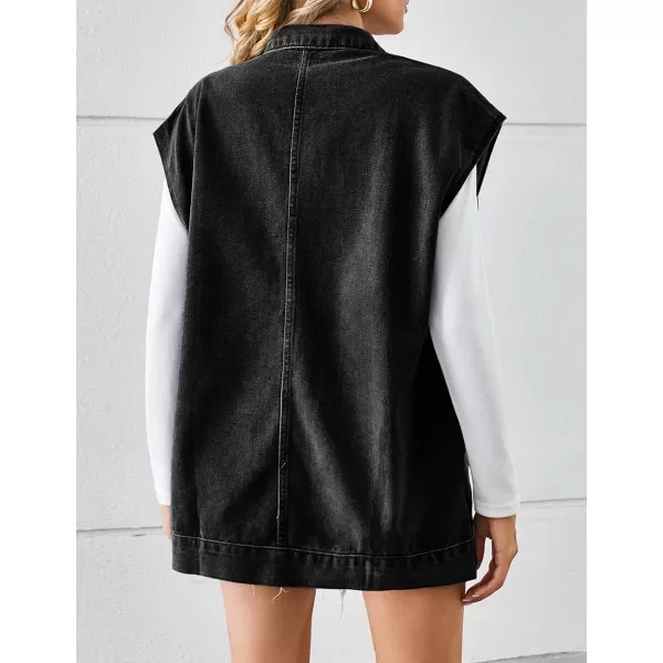 IDEALSANXUN Womens Casual Sleeveless Denim Jackets Jeans Tops WaistcoatBlack
