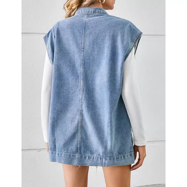 IDEALSANXUN Womens Casual Sleeveless Denim Jackets Jeans Tops WaistcoatBlue