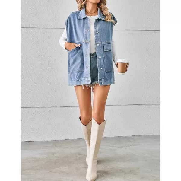 IDEALSANXUN Womens Casual Sleeveless Denim Jackets Jeans Tops WaistcoatBlue