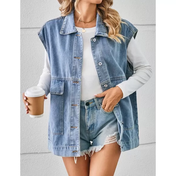 IDEALSANXUN Womens Casual Sleeveless Denim Jackets Jeans Tops WaistcoatBlue