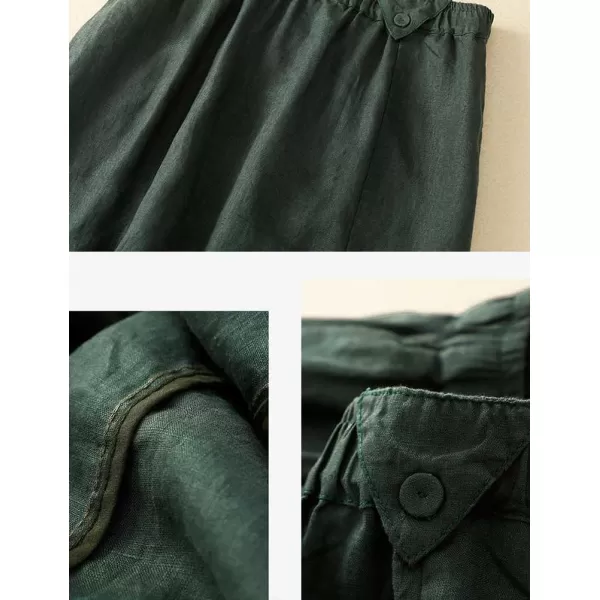 IDEALSANXUN Womens Cotton Linen Skirt for Women Long Spring Summer Elastic Waist A Line Beach Midi SkirtGreen