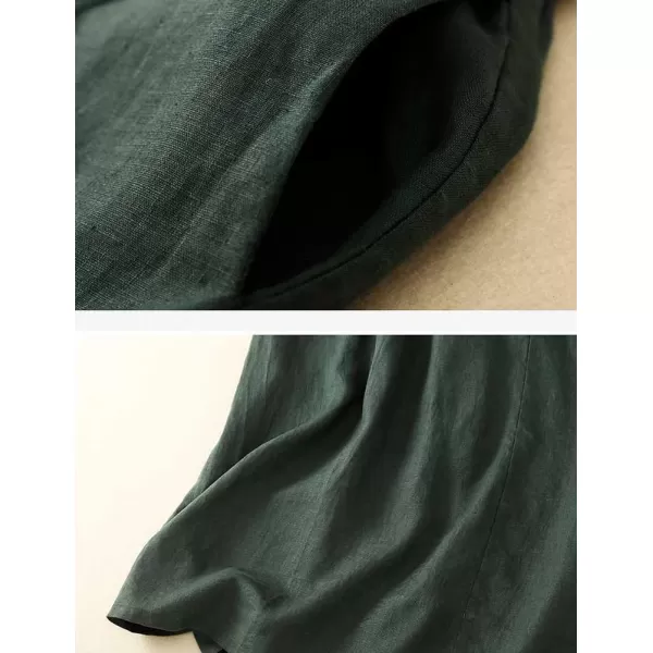 IDEALSANXUN Womens Cotton Linen Skirt for Women Long Spring Summer Elastic Waist A Line Beach Midi SkirtGreen