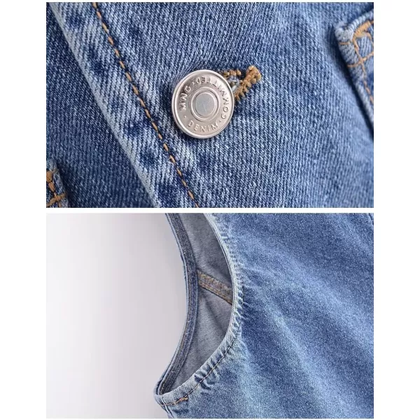 IDEALSANXUN Womens Cropped Denim Vest Tops Casual Button Down Jean VestBlue