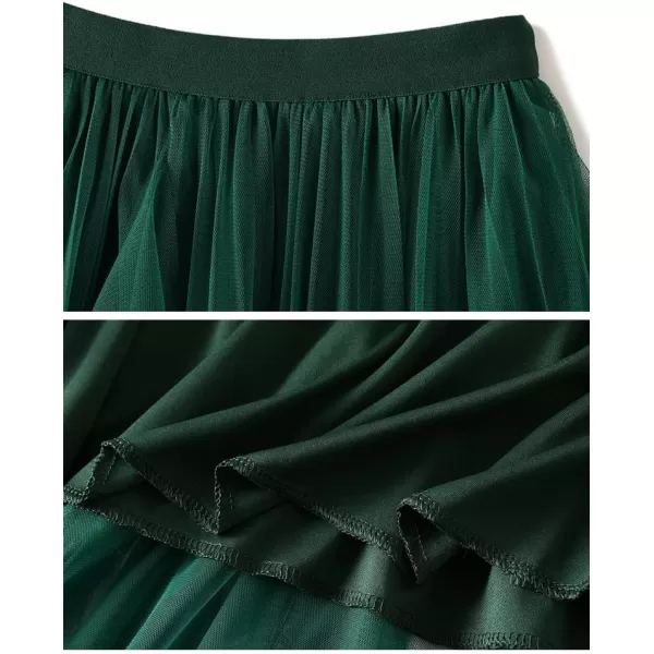 IDEALSANXUN Womens High Waist Aline Long Pleated Tulle Tutu SkirtsGreen