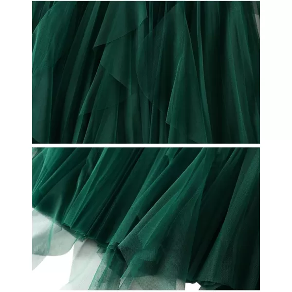 IDEALSANXUN Womens High Waist Aline Long Pleated Tulle Tutu SkirtsGreen