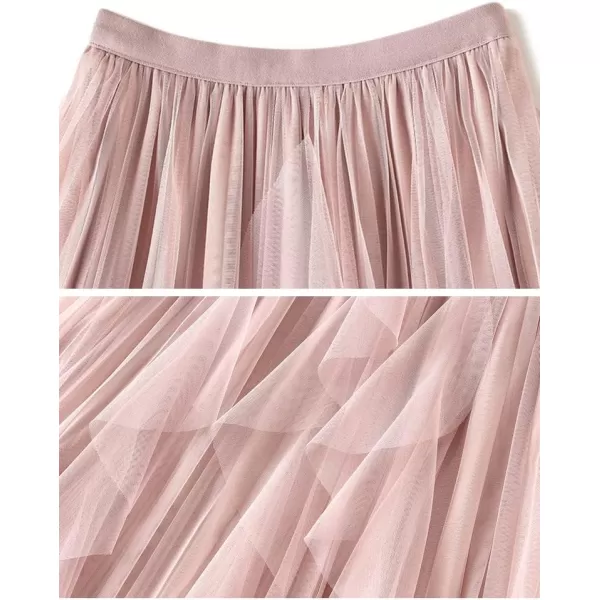 IDEALSANXUN Womens High Waist Aline Long Pleated Tulle Tutu SkirtsPink