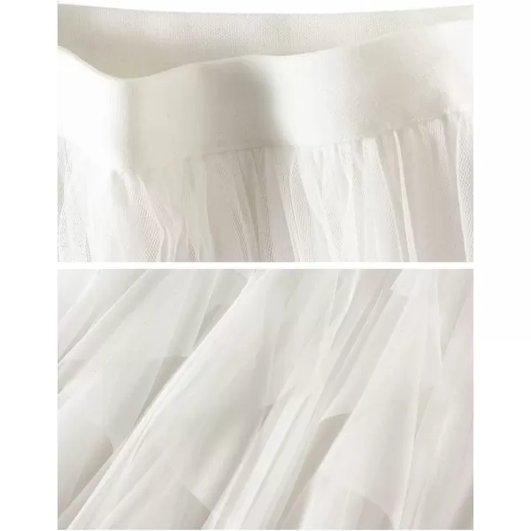 IDEALSANXUN Womens High Waist Aline Long Pleated Tulle Tutu SkirtsWhite