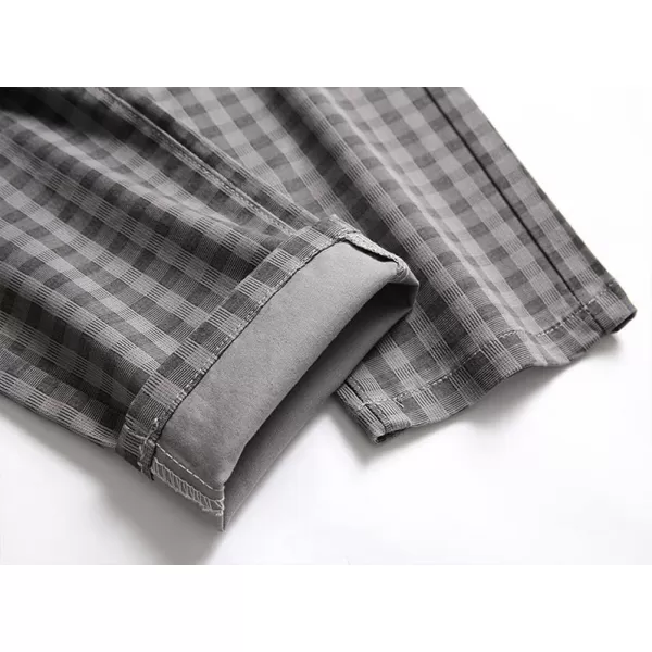 Mens Plaid Pants Casual Stretch Slim Fit Dress Chino Pants2 Grey