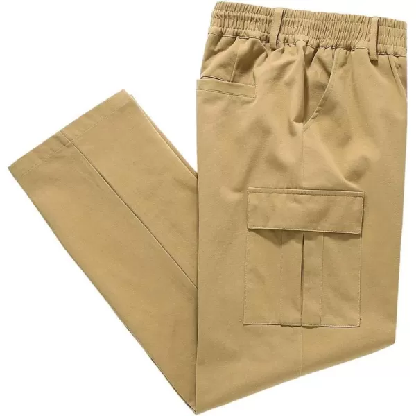 IDEALSANXUN Cargo Pants for Mens Casual Elastic Waist Loose Fit Cargo PantCargoDark Khaki