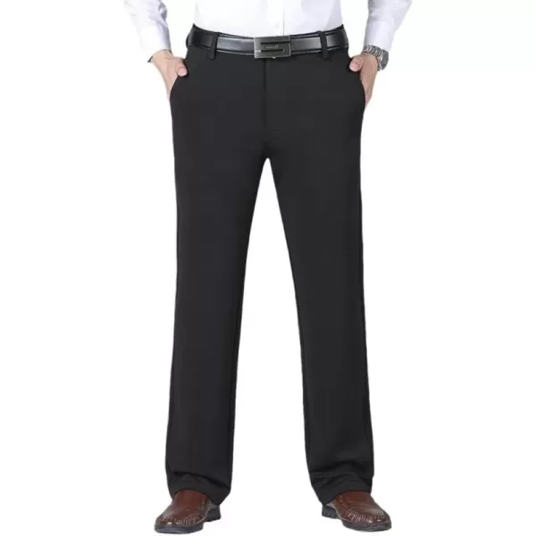 IDEALSANXUN Fleece Lined Pants for Mens Straight Leg Casual Stretch Dress PantsBlackFleece