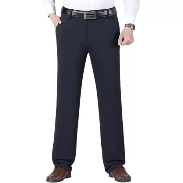 IDEALSANXUN Fleece Lined Pants for Mens Straight Leg Casual Stretch Dress PantsNavyFleece