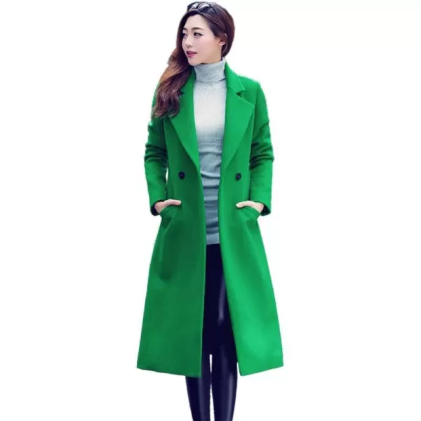 IDEALSANXUN Long Wool Coats for Women Fall Winter Coats Wool Jacket PeacoatGreen