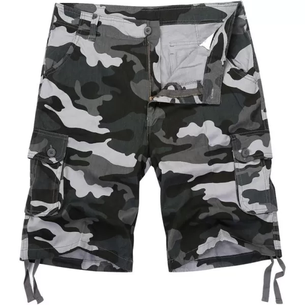 IDEALSANXUN Mens Casual Loose Military Twill Camo Cargo ShortsBlue Camo