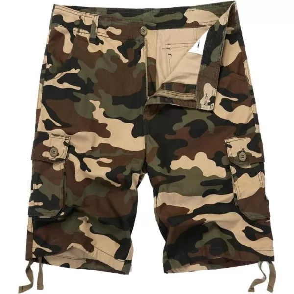 IDEALSANXUN Mens Casual Loose Military Twill Camo Cargo ShortsKhaki Camo