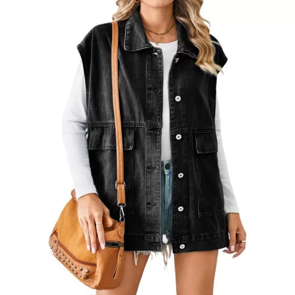 IDEALSANXUN Womens Casual Sleeveless Denim Jackets Jeans Tops WaistcoatBlack