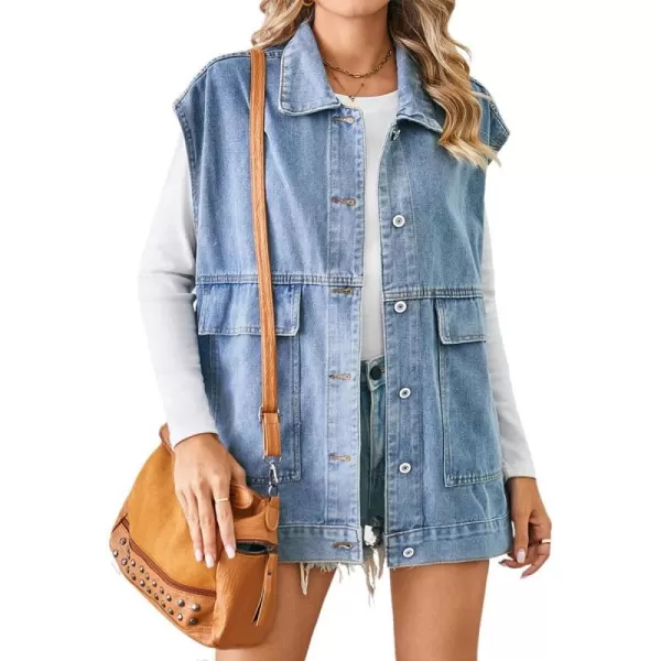 IDEALSANXUN Womens Casual Sleeveless Denim Jackets Jeans Tops WaistcoatBlue