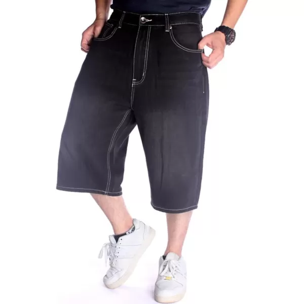 IDEALSANXUN Baggy Jean Shorts for Men Jorts Casual Loose Fit Long Denim ShortsBlack 024