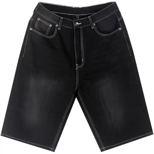 IDEALSANXUN Baggy Jean Shorts for Men Jorts Casual Loose Fit Long Denim ShortsBlack 024