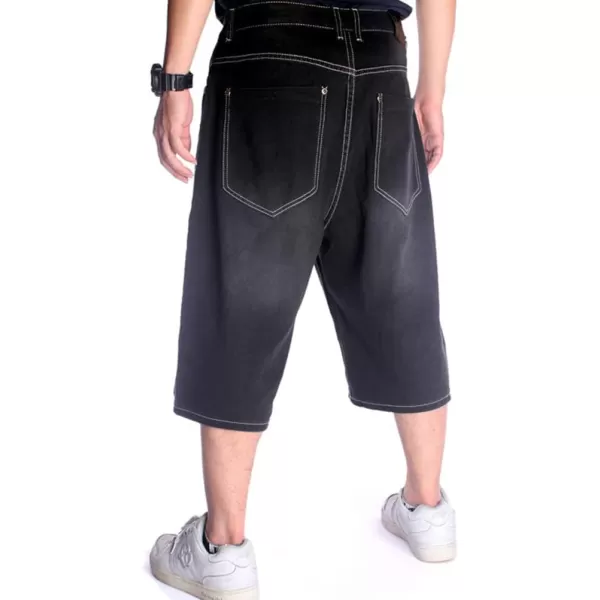 IDEALSANXUN Baggy Jean Shorts for Men Jorts Casual Loose Fit Long Denim ShortsBlack 024