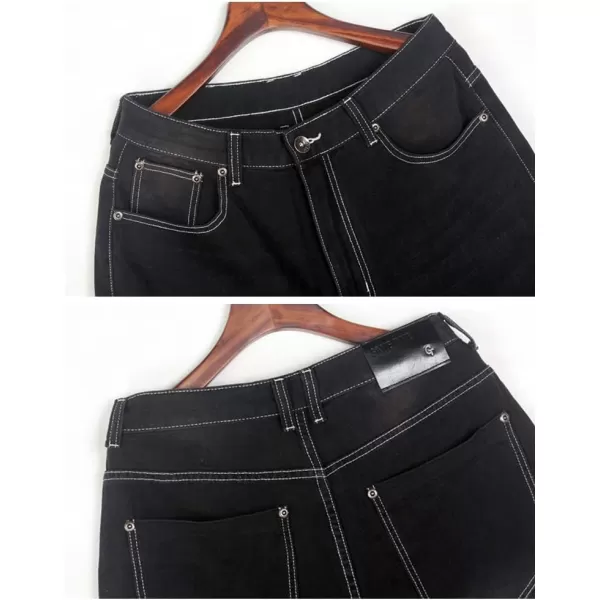 IDEALSANXUN Baggy Jean Shorts for Men Jorts Casual Loose Fit Long Denim ShortsBlack 024