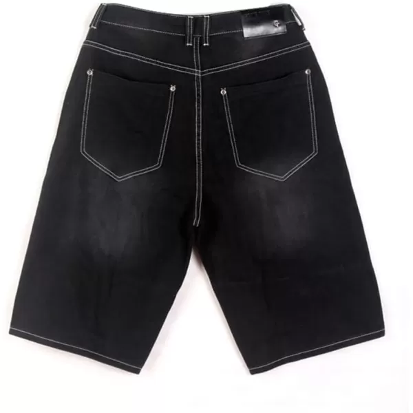 IDEALSANXUN Baggy Jean Shorts for Men Jorts Casual Loose Fit Long Denim ShortsBlack 024