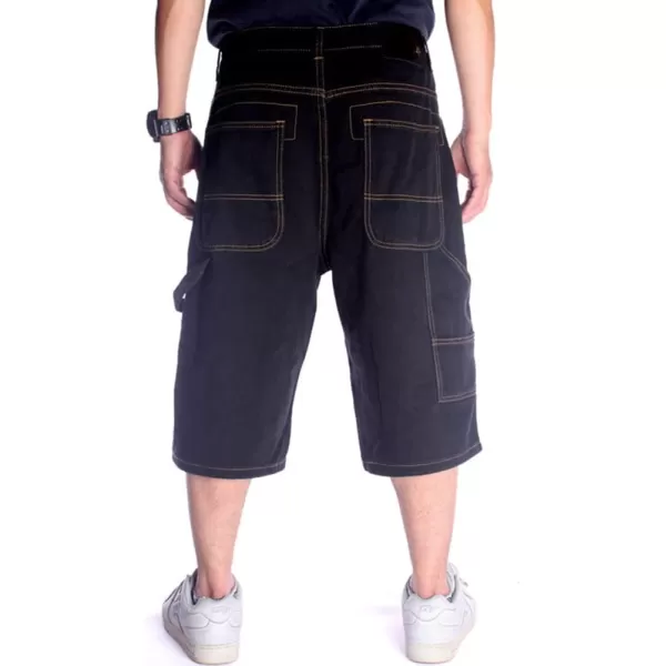 IDEALSANXUN Baggy Jean Shorts for Men Jorts Casual Loose Fit Long Denim ShortsBlack 025