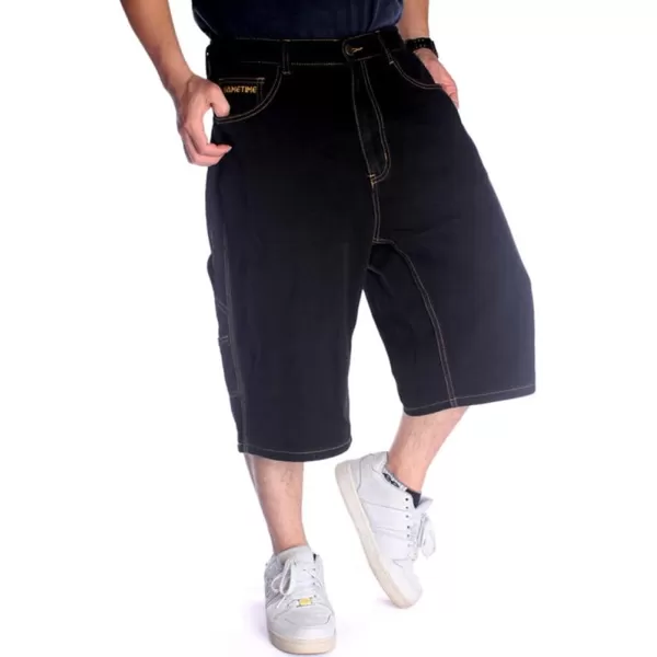 IDEALSANXUN Baggy Jean Shorts for Men Jorts Casual Loose Fit Long Denim ShortsBlack 025