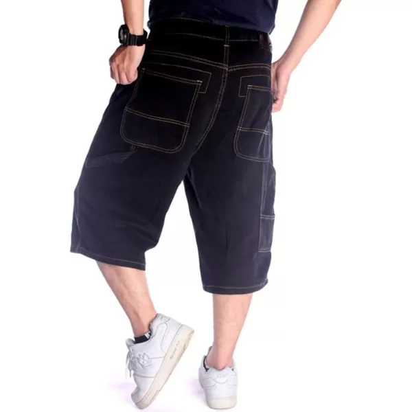 IDEALSANXUN Baggy Jean Shorts for Men Jorts Casual Loose Fit Long Denim ShortsBlack 025