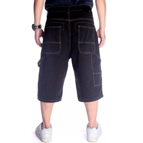 IDEALSANXUN Baggy Jean Shorts for Men Jorts Casual Loose Fit Long Denim ShortsBlack 025